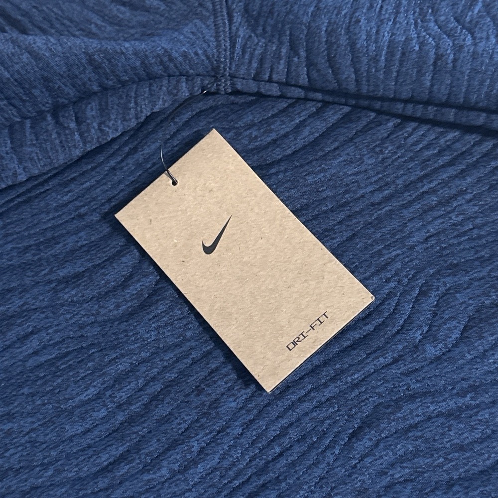 NEW Nike Tour Men's Large Blue Dri-FIT Crewneck Golf Sweater Rake Lines Print L
